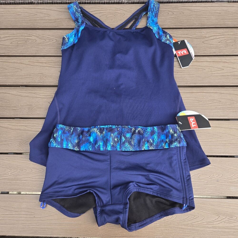 TYR Womens Kamali Lola Tank And Boyshort Active Set Navy/royal Size S NEW